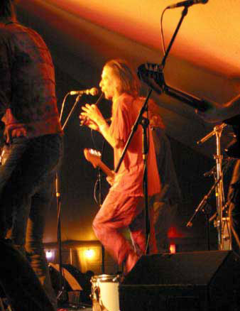 Ben and Anna on stage at Priddy Folk Fayre